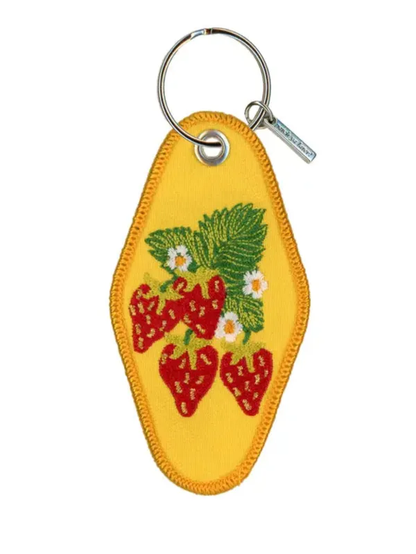Strawberry Embroidered Keychain made by Nooworks