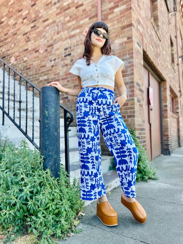 Linen Catalina Pant Dutch Garden sold by Nooworks