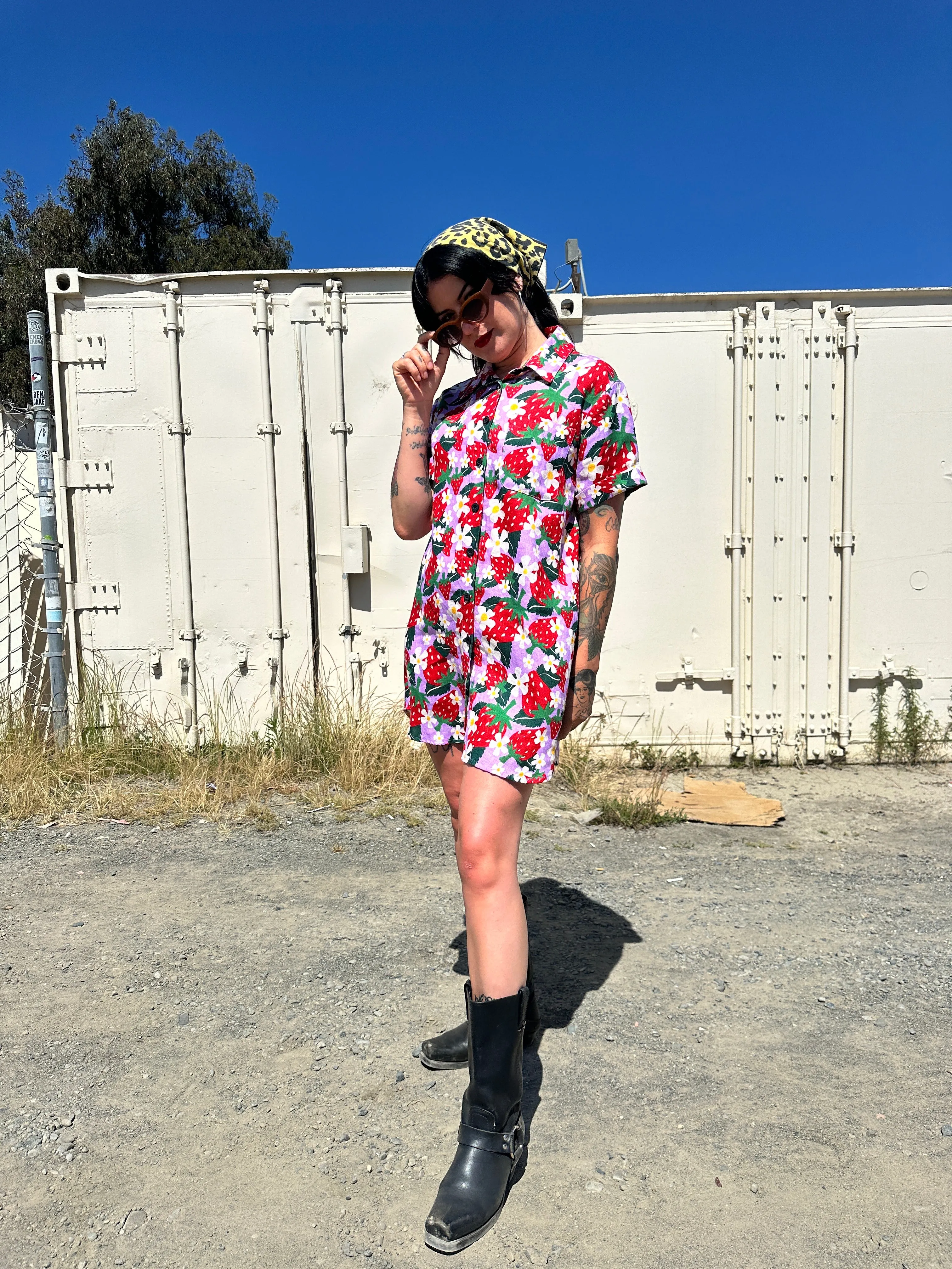 Linen Shirt Dress Berries sold by Nooworks