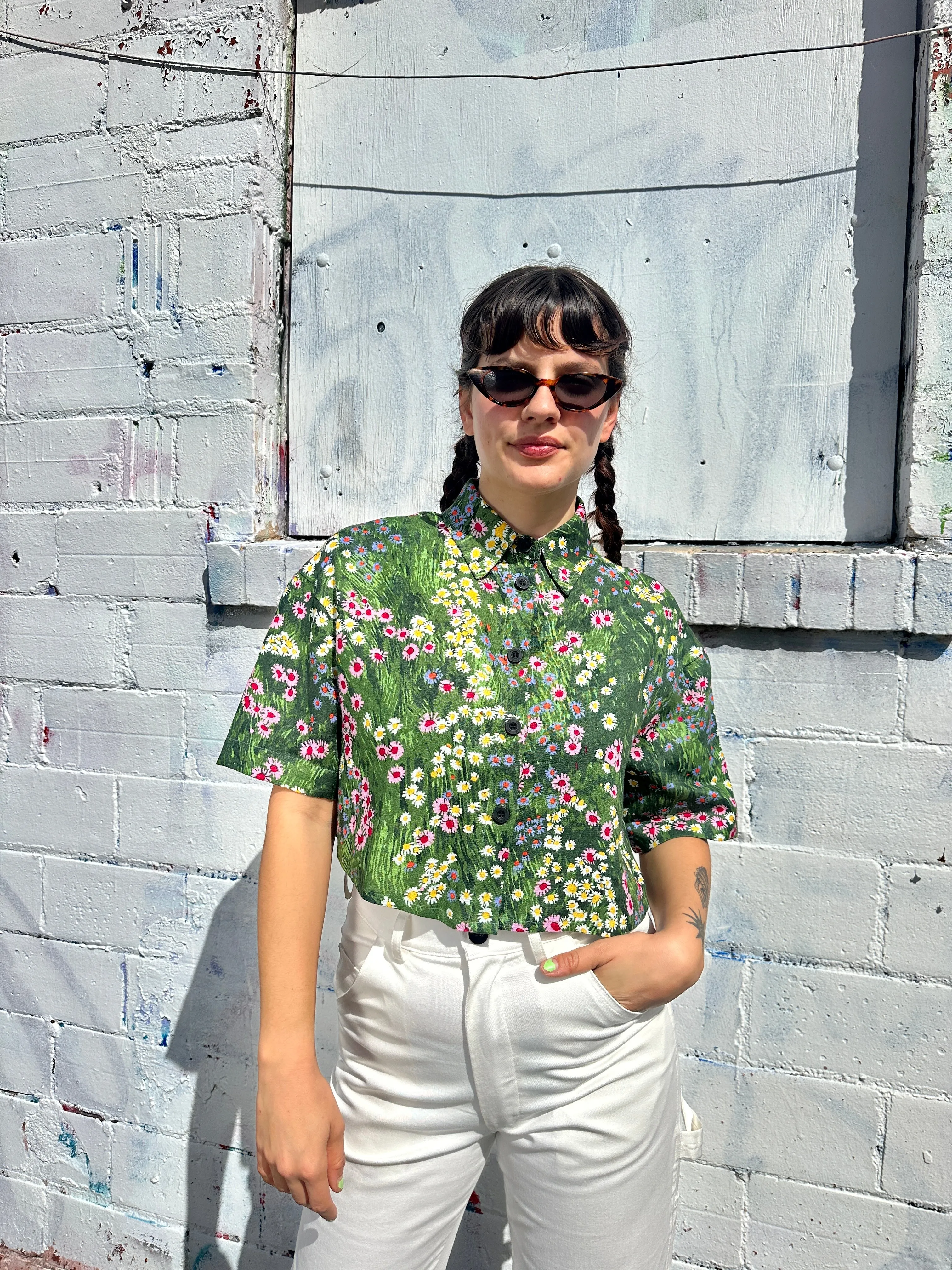 Linen Olivia Top Meadow sold by Nooworks product image thumbnail 2