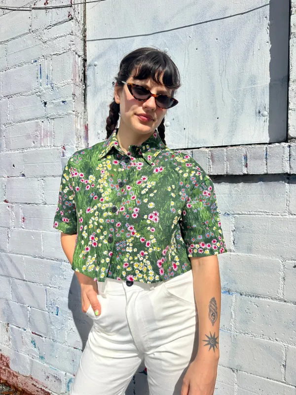 Linen Olivia Top Meadow sold by Nooworks