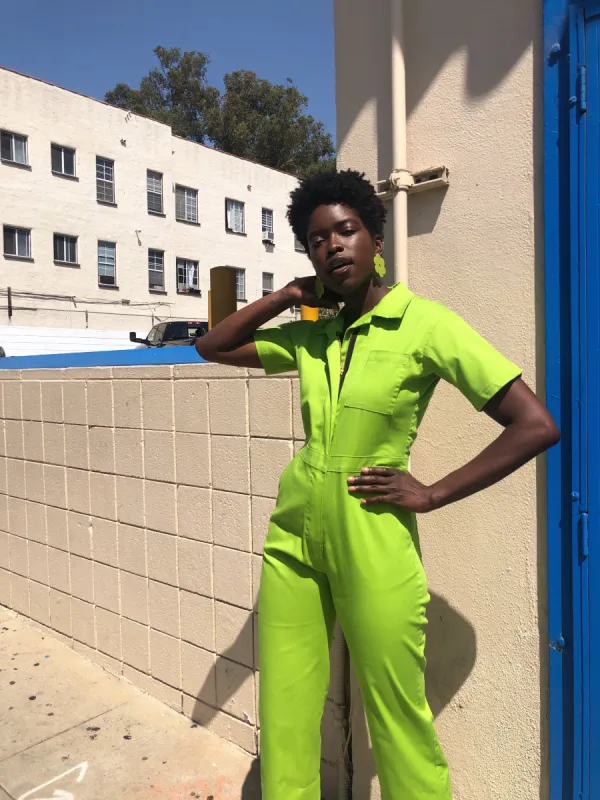 Twill Coveralls lime green sold by Nooworks