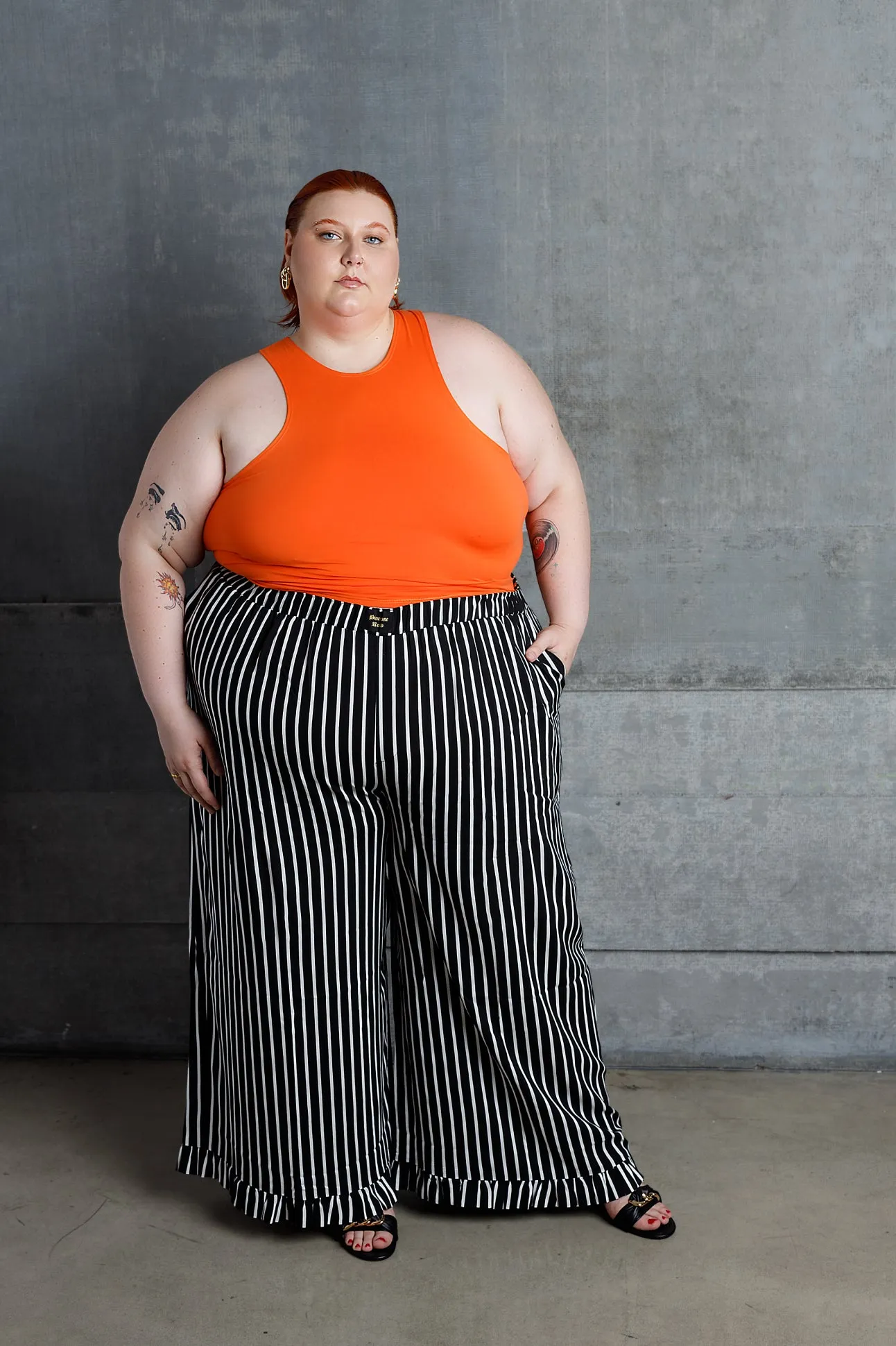 RELAXED WIDE LEG PULL ON PANT W/ RUFFLE HEM DETAIL sold by Pinecone Row product image thumbnail 5