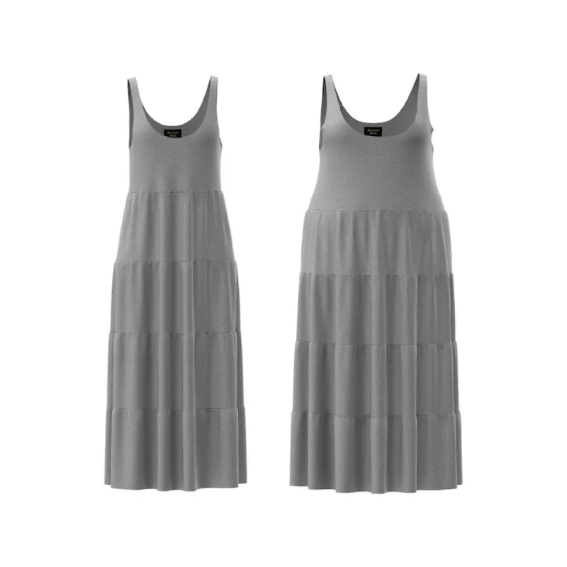 TIERED KNIT MAXI DRESS - GRAY sold by Pinecone Row