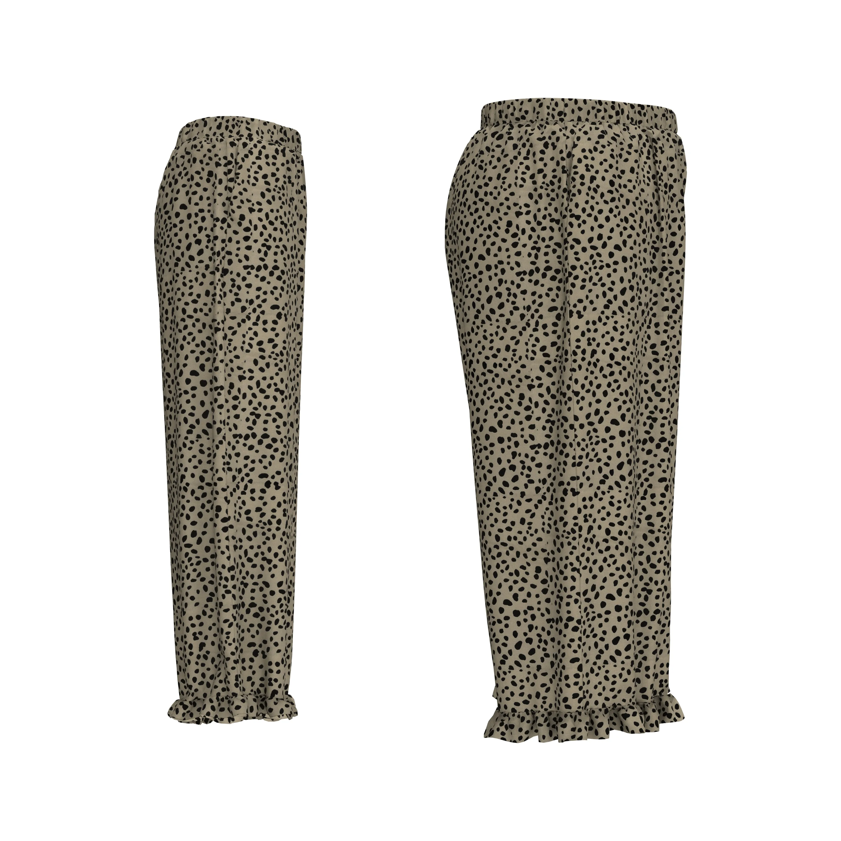 RELAXED WIDE LEG PULL ON PANT W/ RUFFLE HEM DETAIL - CHEETAH sold by Pinecone Row product image thumbnail 4