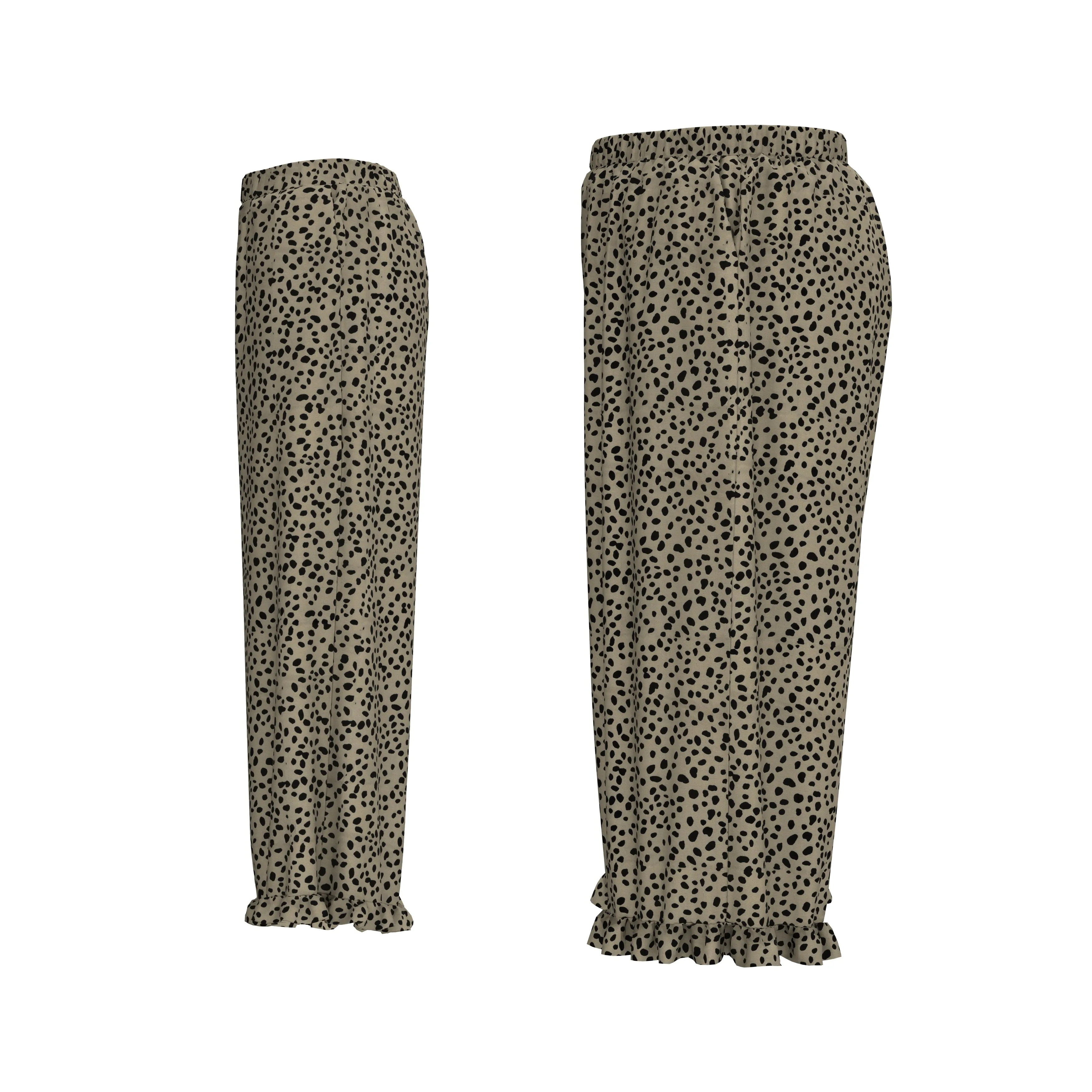 RELAXED WIDE LEG PULL ON PANT W/ RUFFLE HEM DETAIL - CHEETAH sold by Pinecone Row product image thumbnail 3