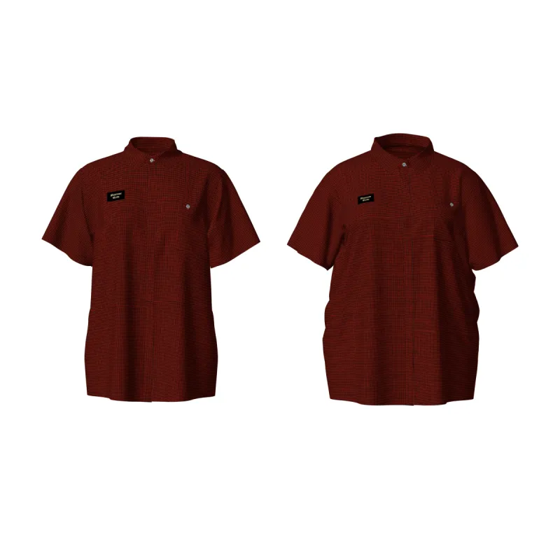 SHORT SLEEVE BUTTON-UP SHIRT - BLACK RED sold by Pinecone Row