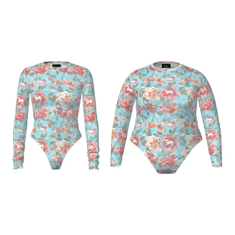 MESH CREWNECK BODYSUIT - SKYBLUE sold by Pinecone Row