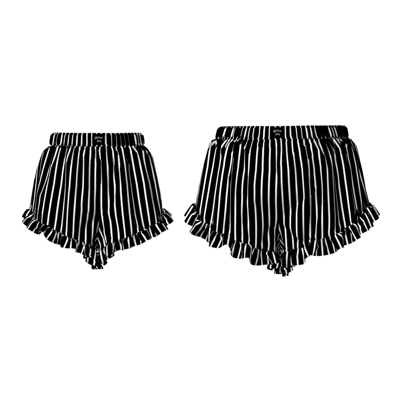 ANGLED HEM MINI SHORTS W/ RUFFLE DETAIL sold by Pinecone Row