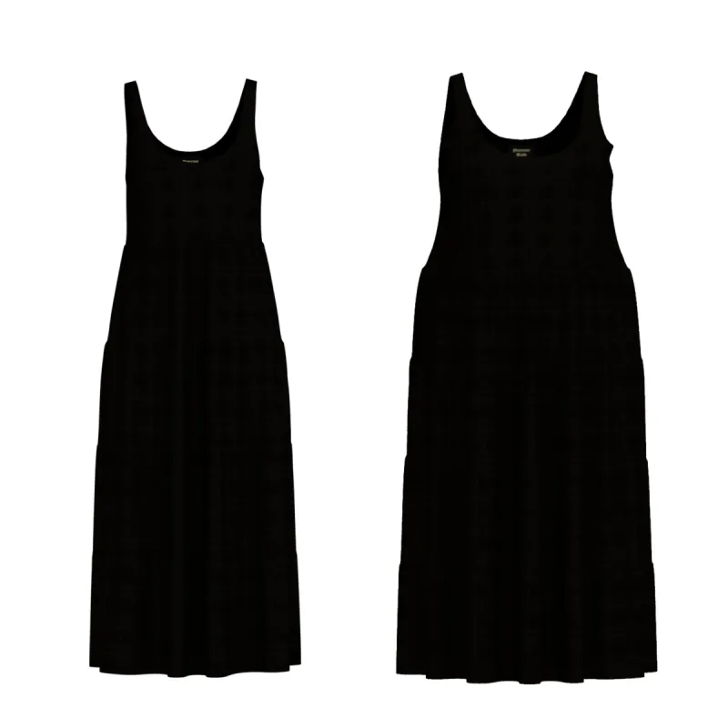 TIERED KNIT MAXI DRESS - BLACK sold by Pinecone Row