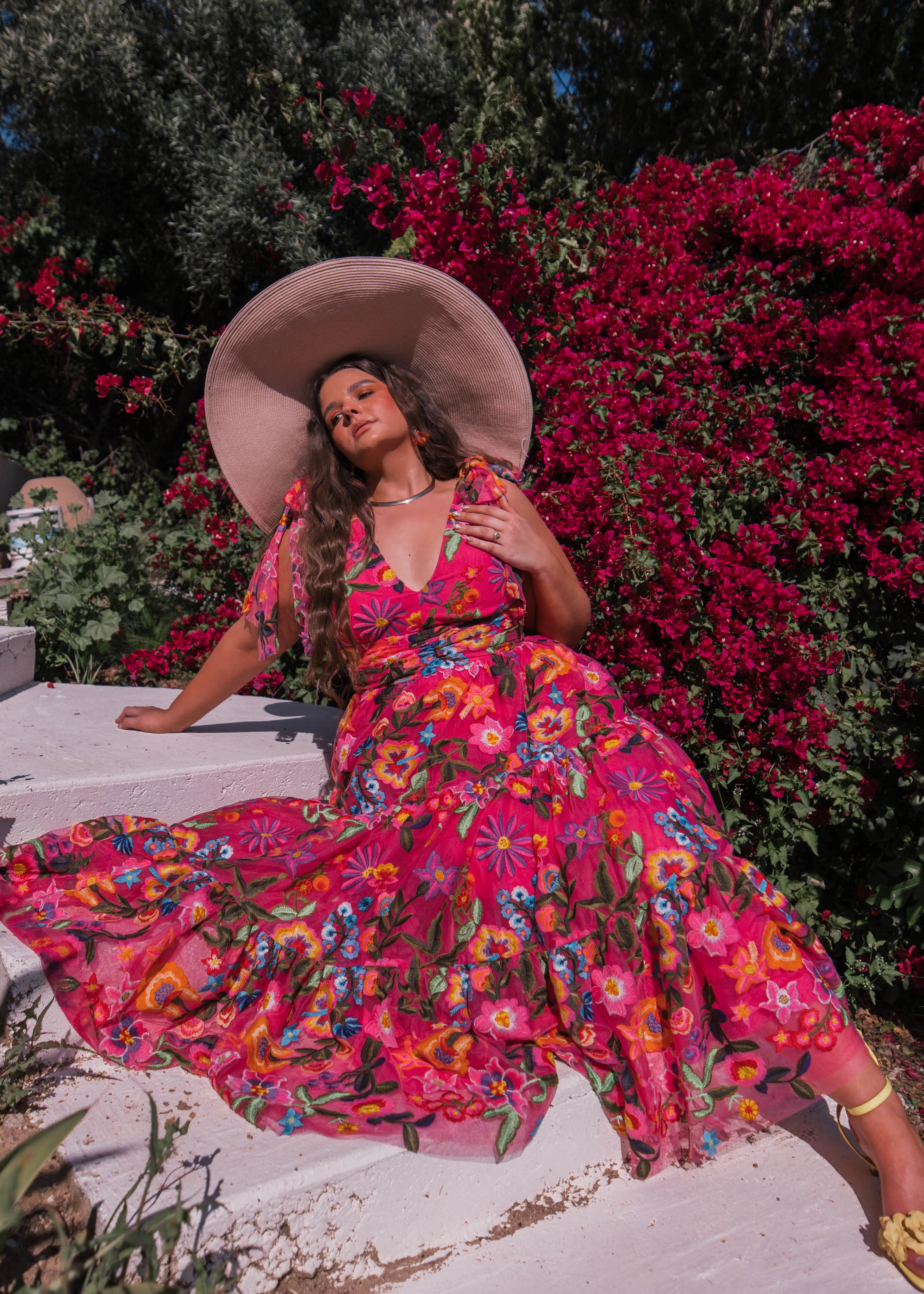 Hibiscus Sleeveless Empire Waist Midi Dress sold by JessaKae product image thumbnail 4