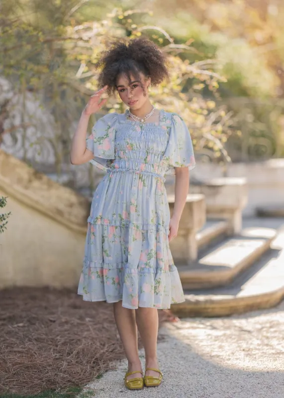 Siena Blue Floral Dress made by JessaKae