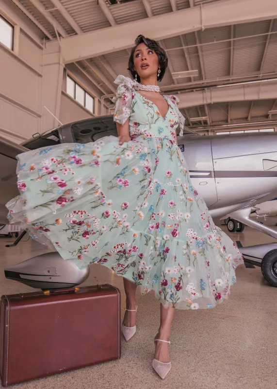 Margaret Floral Midi Dress Green sold by JessaKae