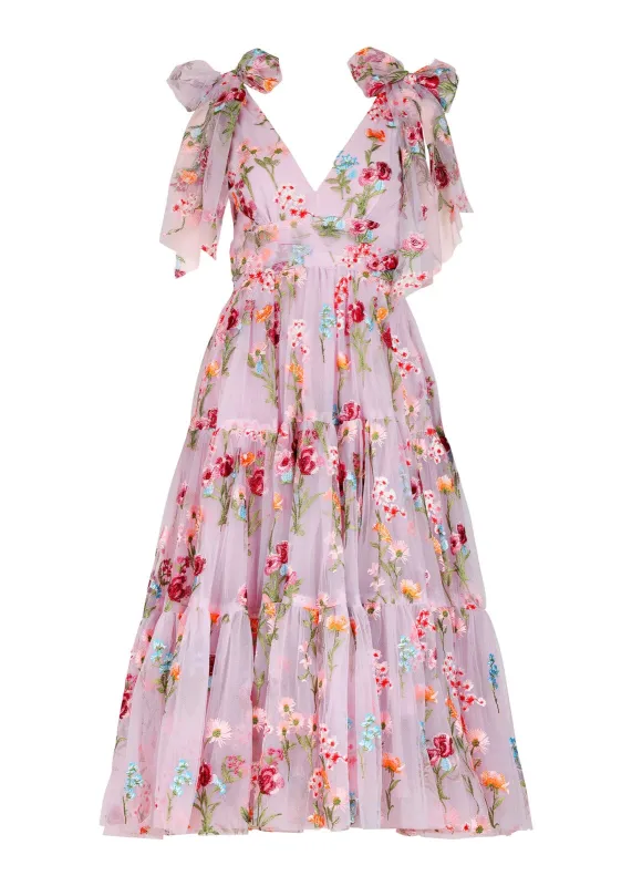 Margaret Floral Embroidered Midi Dress Pink sold by JessaKae