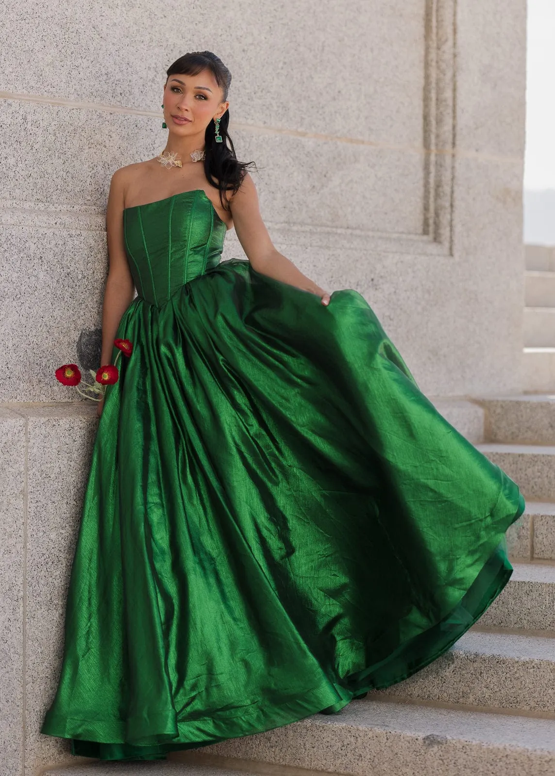 Emerald Strapless Corset Princess Waistline Formal Dress - Green sold by JessaKae product image thumbnail 3