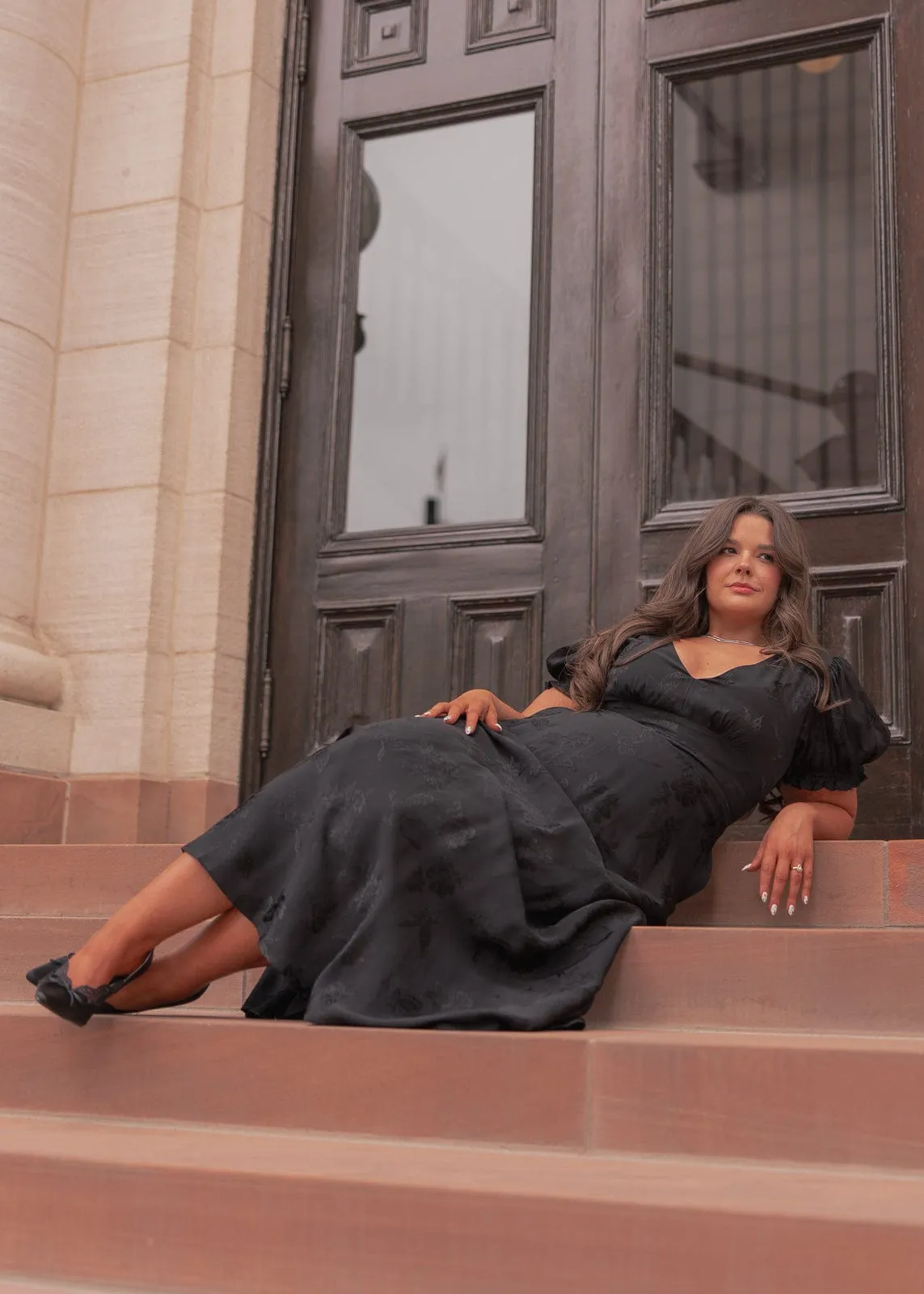 Mila Satin Midi Dress - Black sold by JessaKae product image thumbnail 5