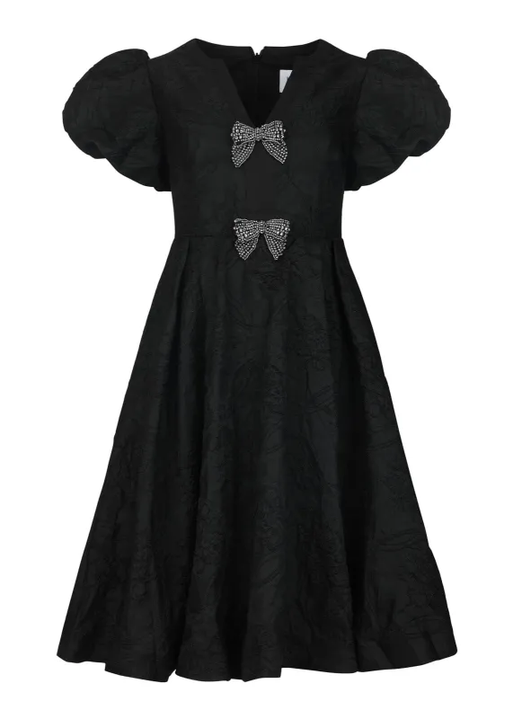 Lennon Jacquard Knee Length Dress - Black made by JessaKae