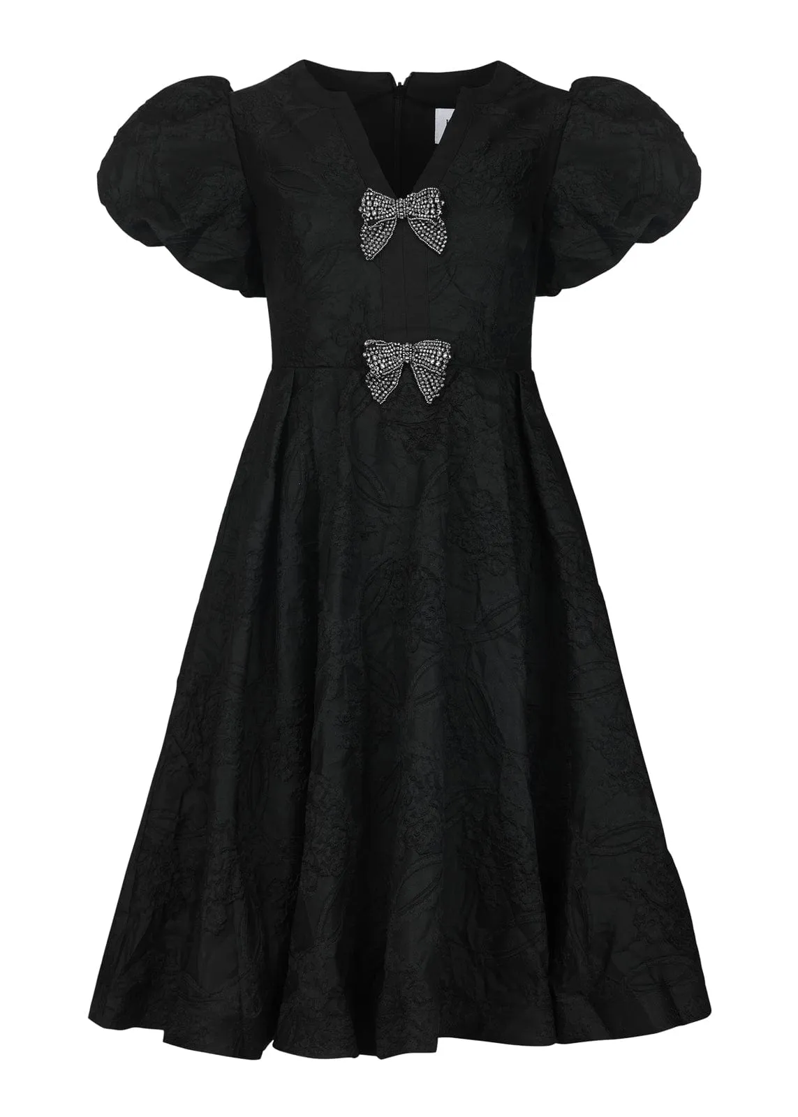 Lennon Jacquard Knee Length Dress - Black sold by JessaKae