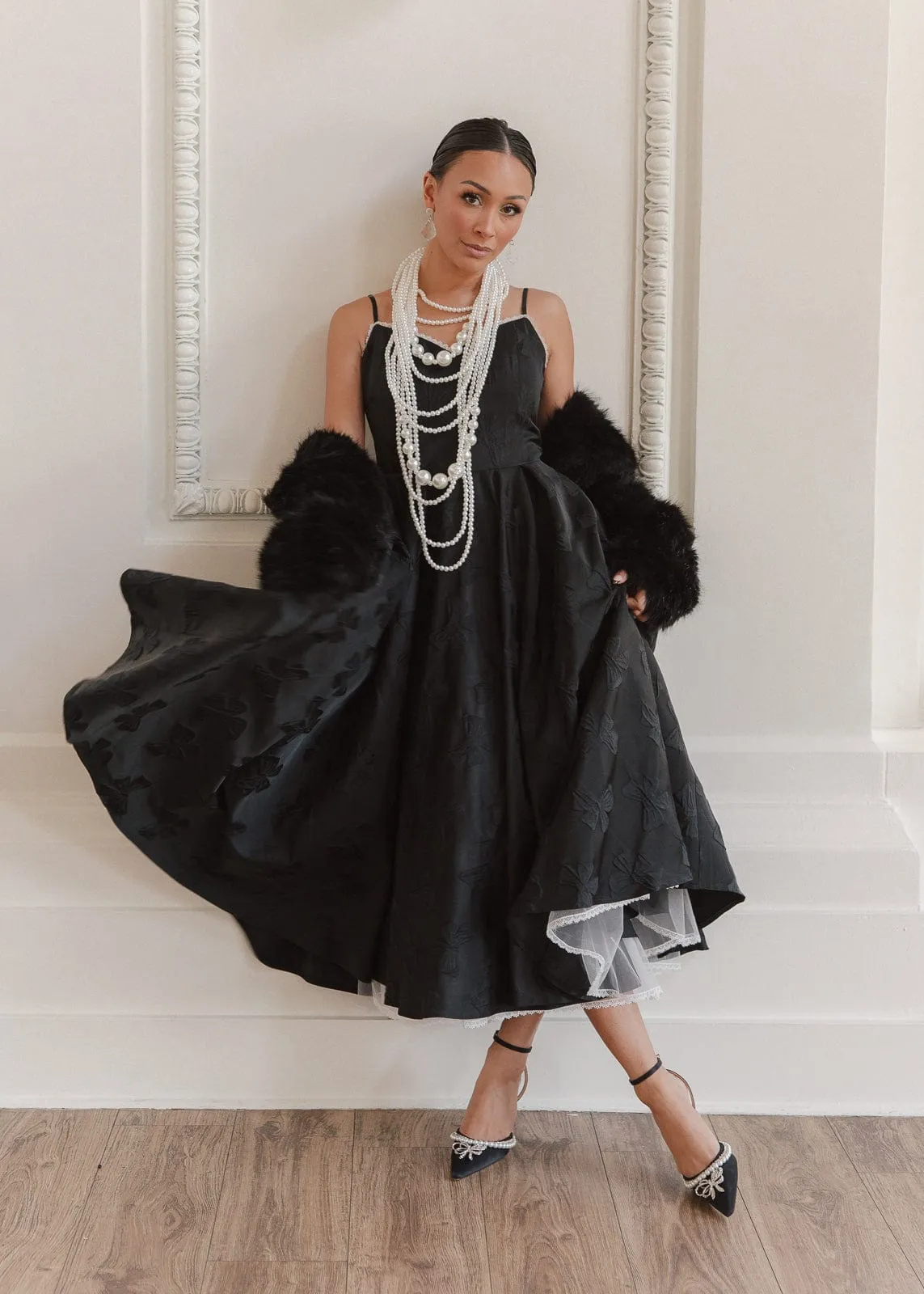 Kelly A-line Jacquard Midi Dress - Black sold by JessaKae product image thumbnail 4