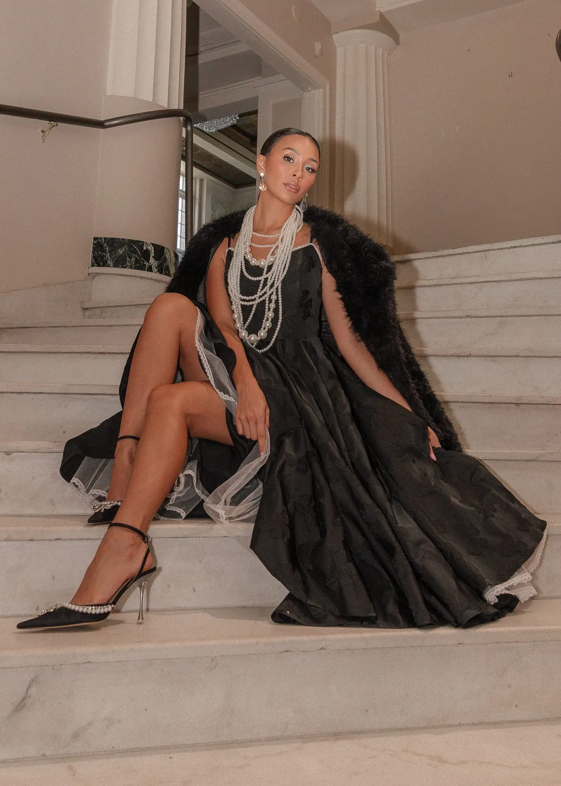 Kelly A-line Jacquard Midi Dress - Black sold by JessaKae product image thumbnail 5