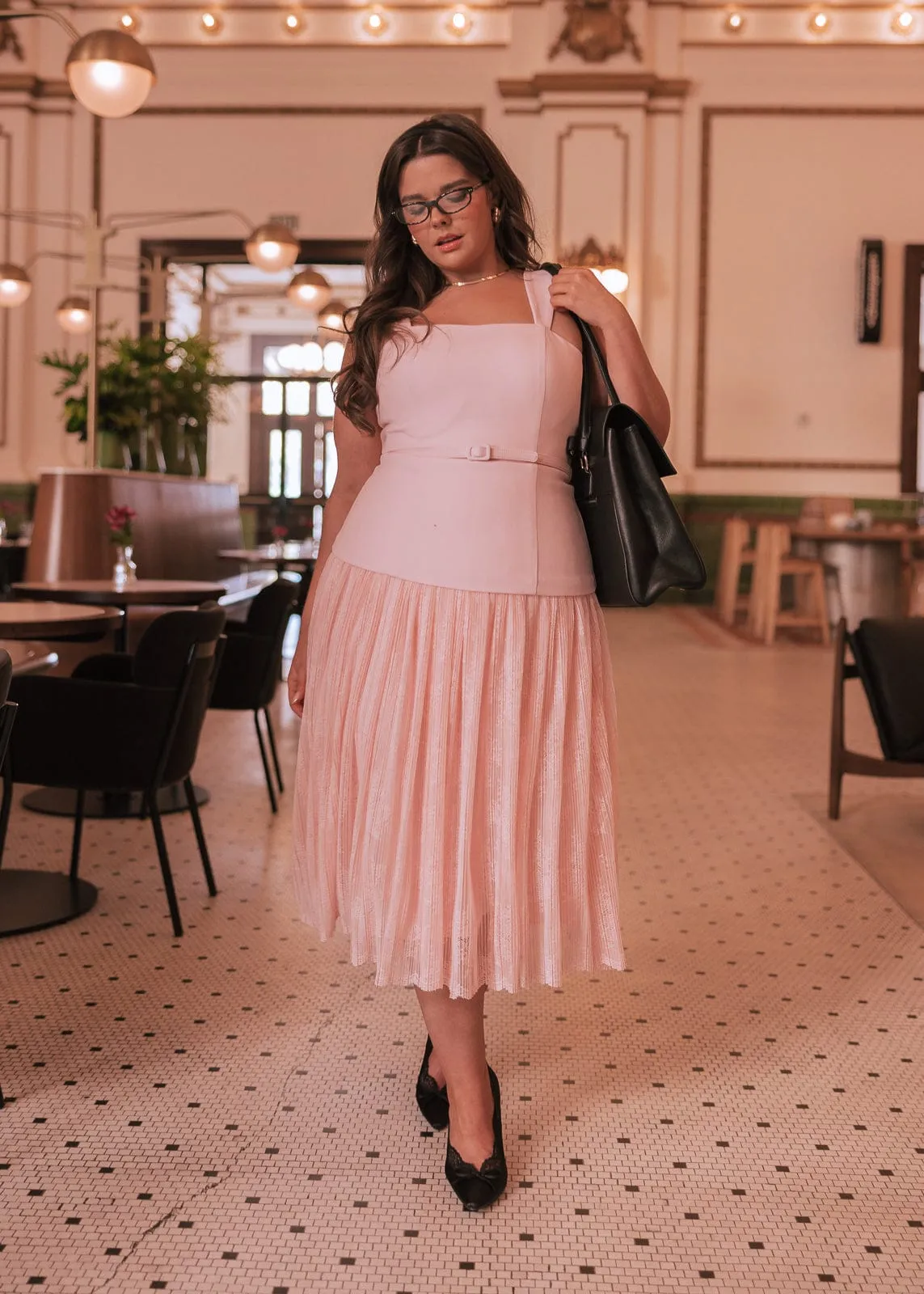 Jackie Peplum Belted Lace Dress - Pink sold by JessaKae product image thumbnail 3