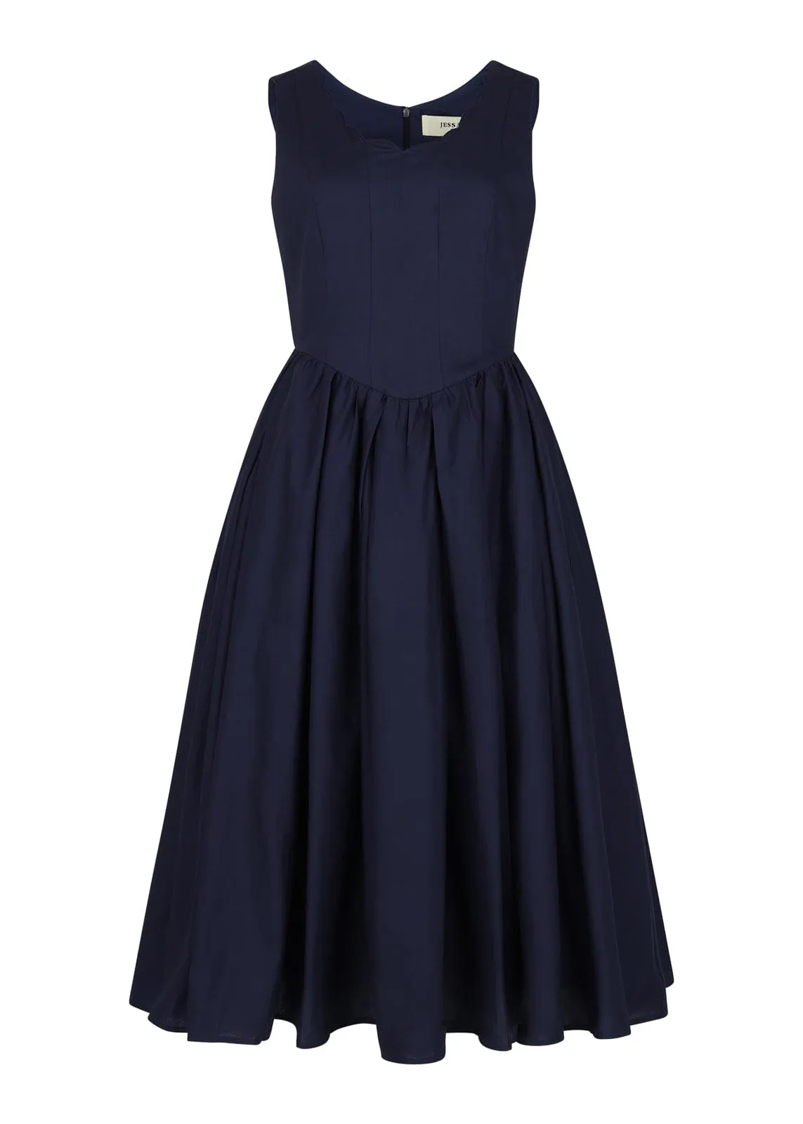 Nantucket Grove Scalloped Midi Work Dress - Navy sold by JessaKae