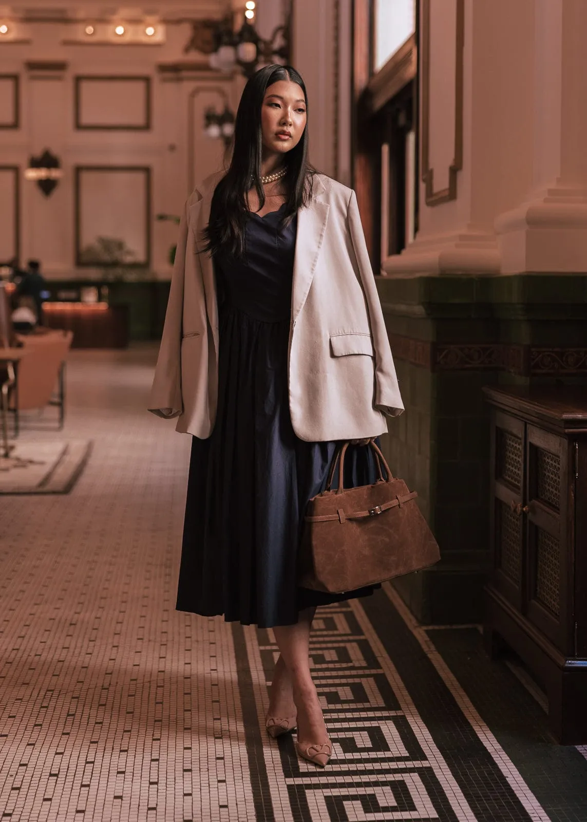 Nantucket Grove Scalloped Midi Work Dress - Navy sold by JessaKae product image thumbnail 4