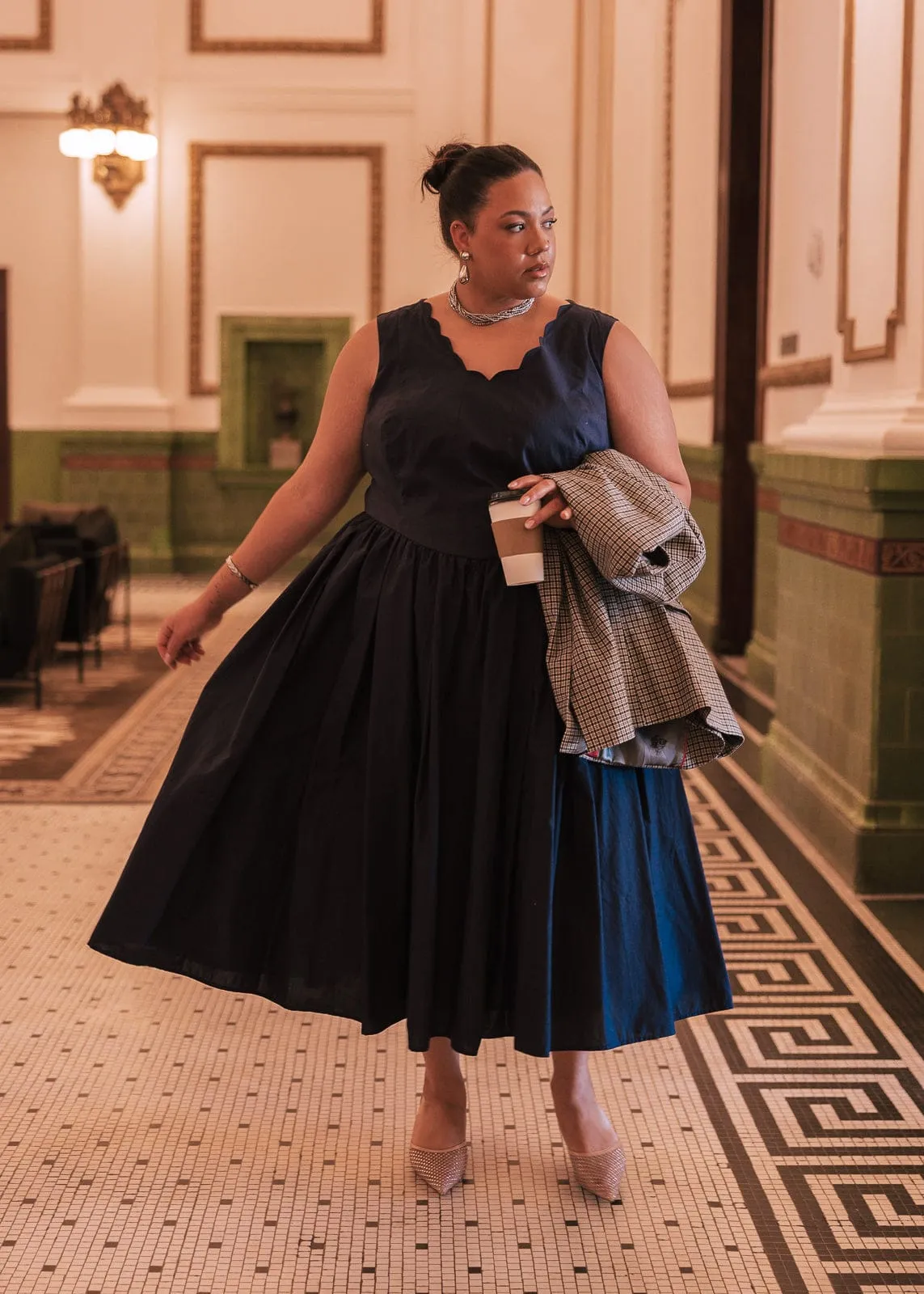 Nantucket Grove Scalloped Midi Work Dress - Navy sold by JessaKae product image thumbnail 3