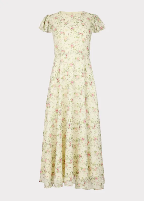 Elodie A-line Floral Midi Dress - Cream sold by JessaKae