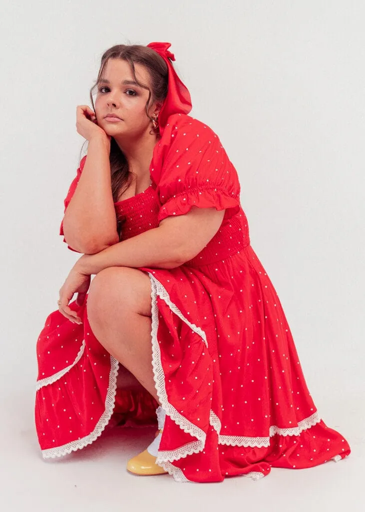 Red Polka Dot Puff Sleeve Dress sold by JessaKae product image thumbnail 5