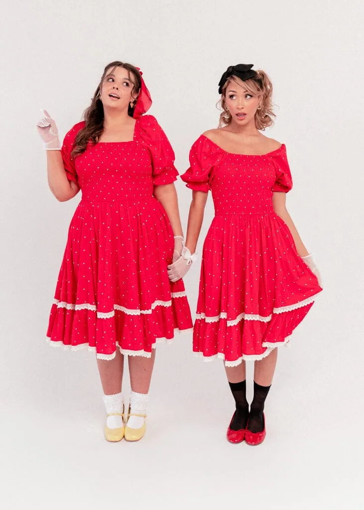 Red Polka Dot Puff Sleeve Dress sold by JessaKae product image thumbnail 3
