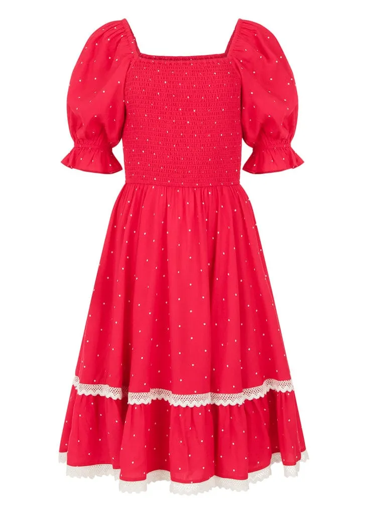 Red Polka Dot Puff Sleeve Dress sold by JessaKae product image thumbnail 2