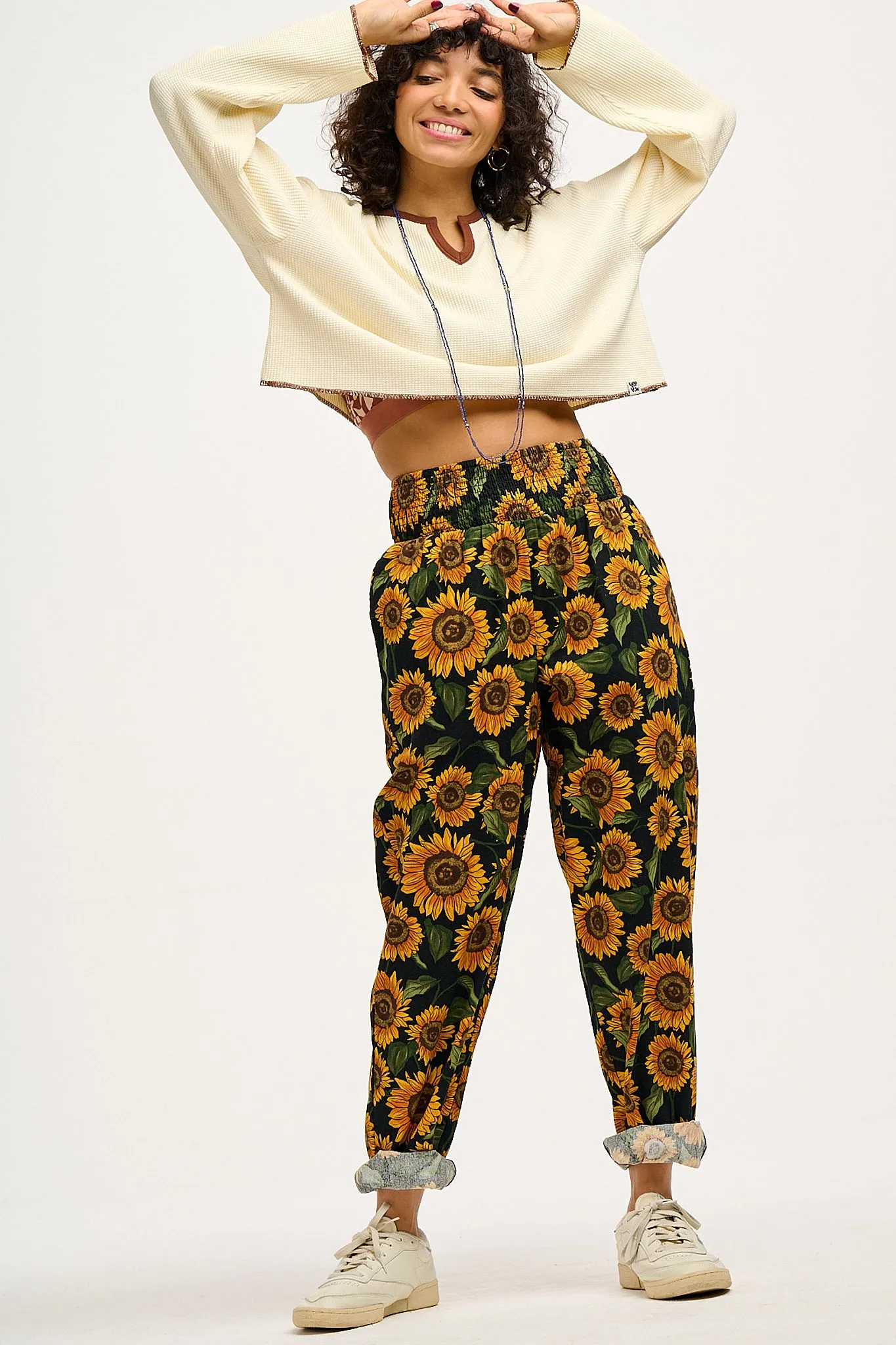 Alexa - Cotton Trousers in Sunflower Print sold by Lucy & Yak product image thumbnail 4