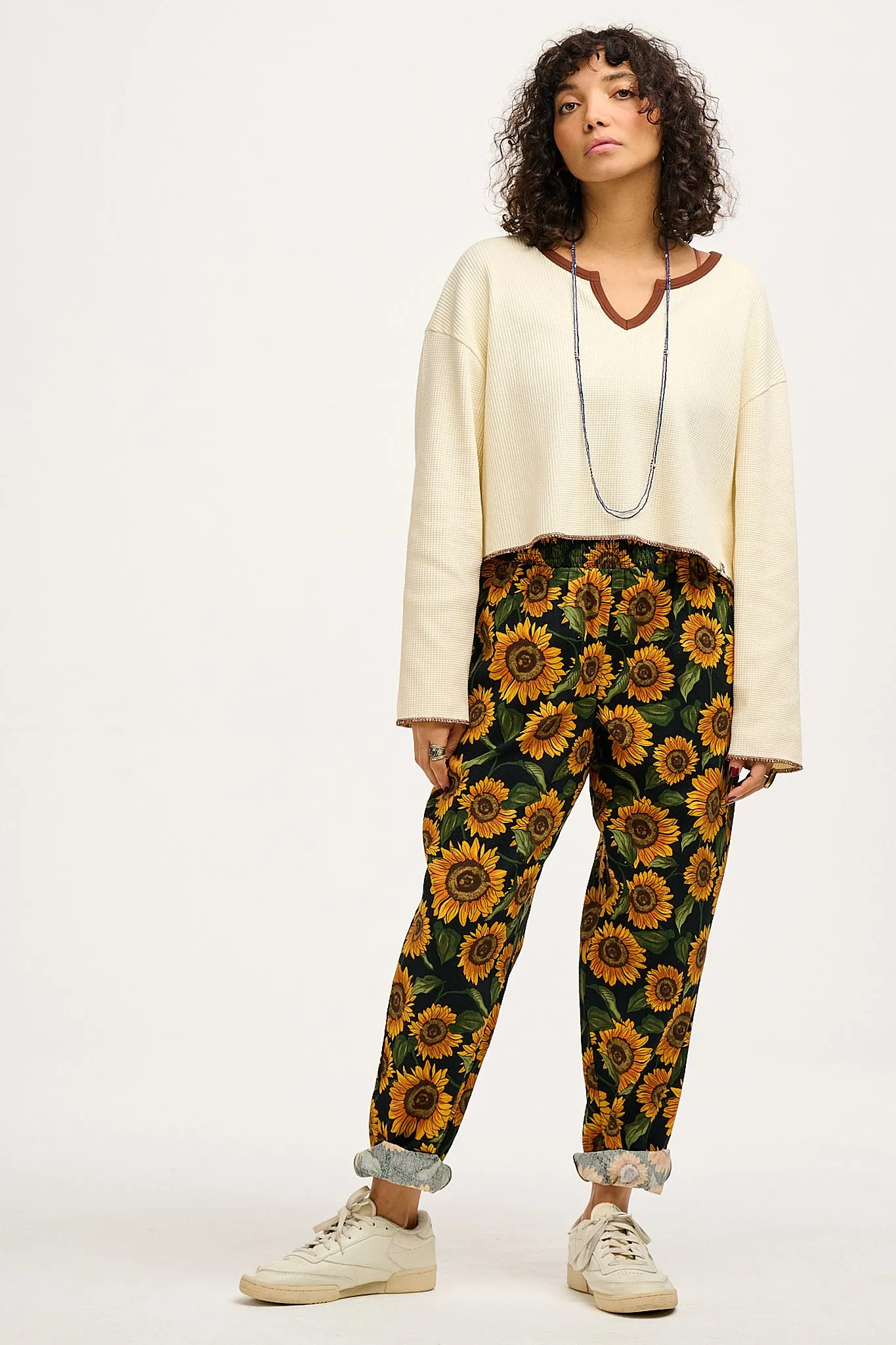 Alexa - Cotton Trousers in Sunflower Print sold by Lucy & Yak