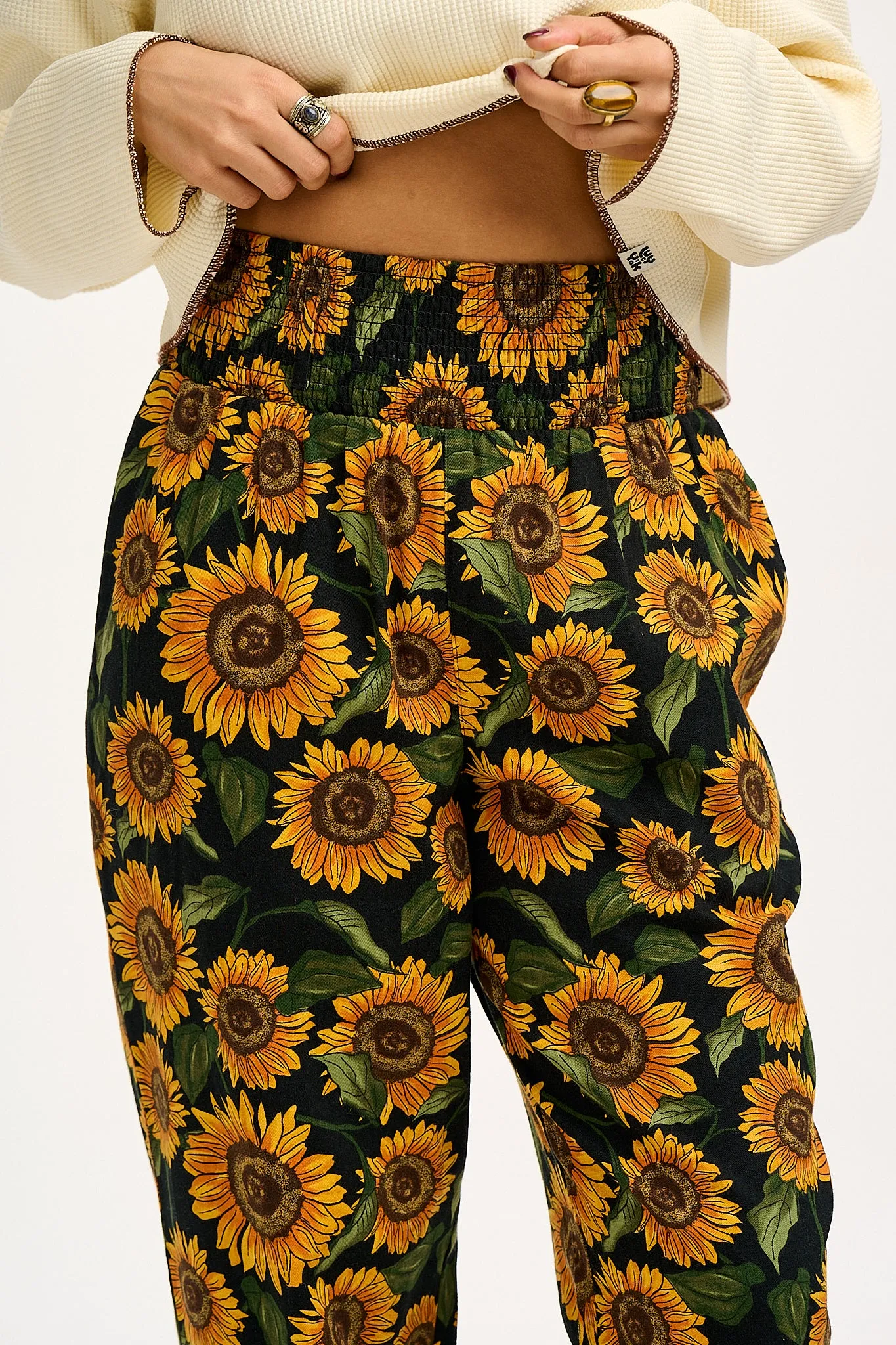 Alexa - Cotton Trousers in Sunflower Print sold by Lucy & Yak product image thumbnail 3