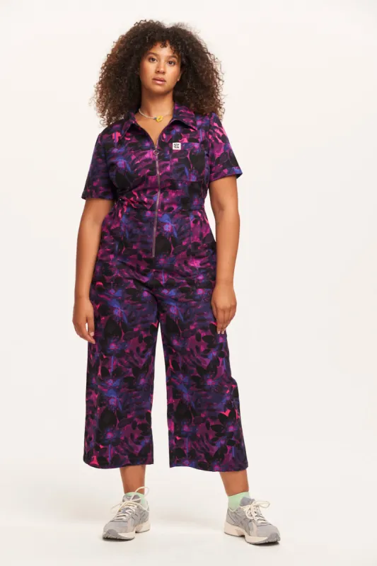 Ragan - Cotton Jumpsuit in Purple Rain Print sold by Lucy & Yak
