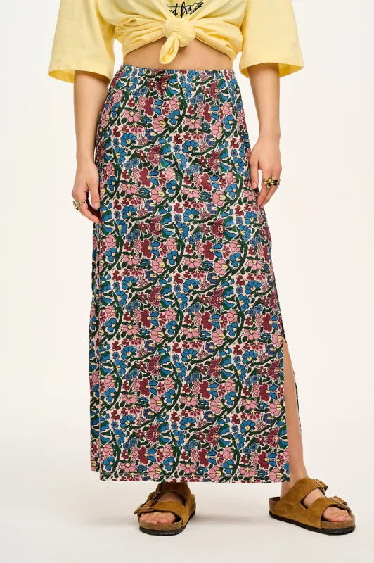 Avril - Recycled Polyester Skirt in Flora Print sold by Lucy & Yak