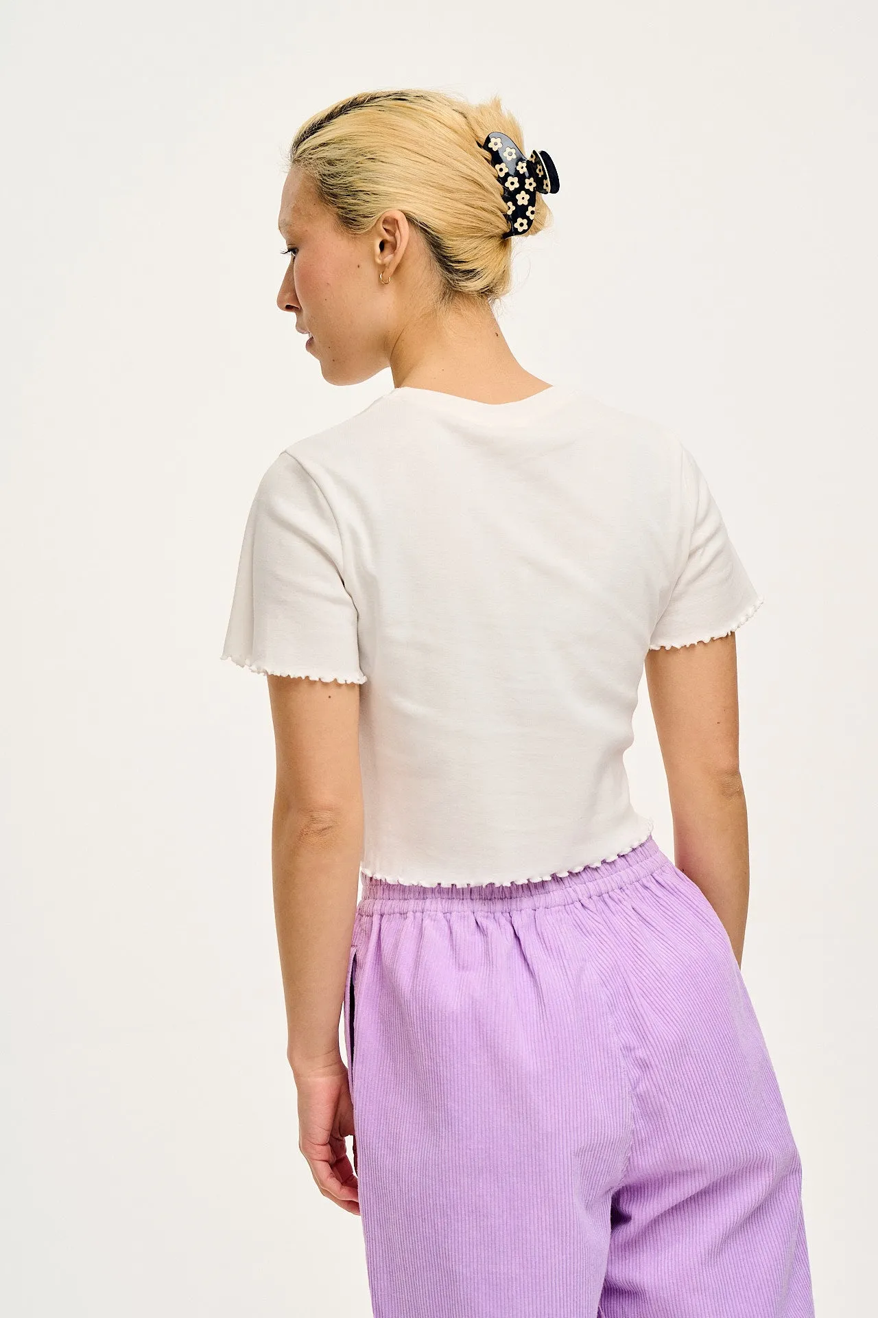 Greta - Cropped Cotton Top with Sunshine Embroidery sold by Lucy & Yak product image thumbnail 3