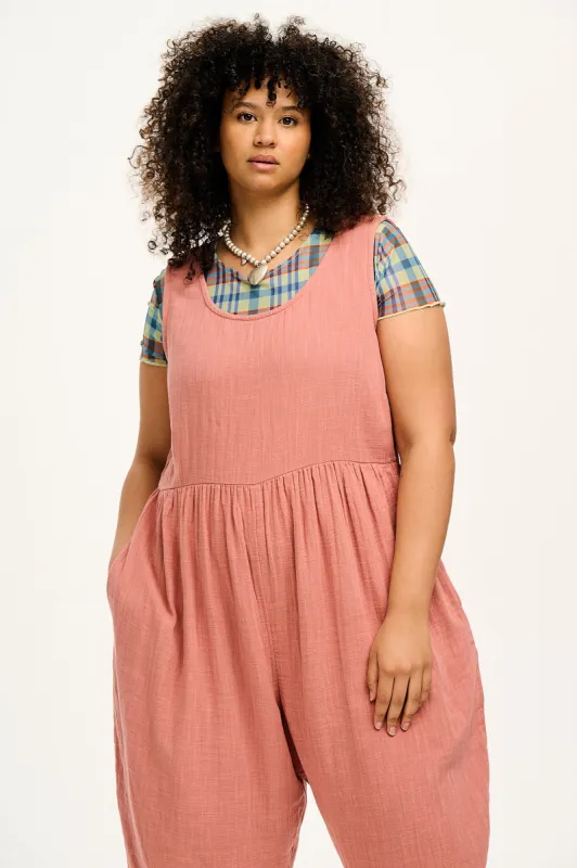 Bowie - Sleeveless Cotton Jumpsuit in Dusky Pink sold by Lucy & Yak