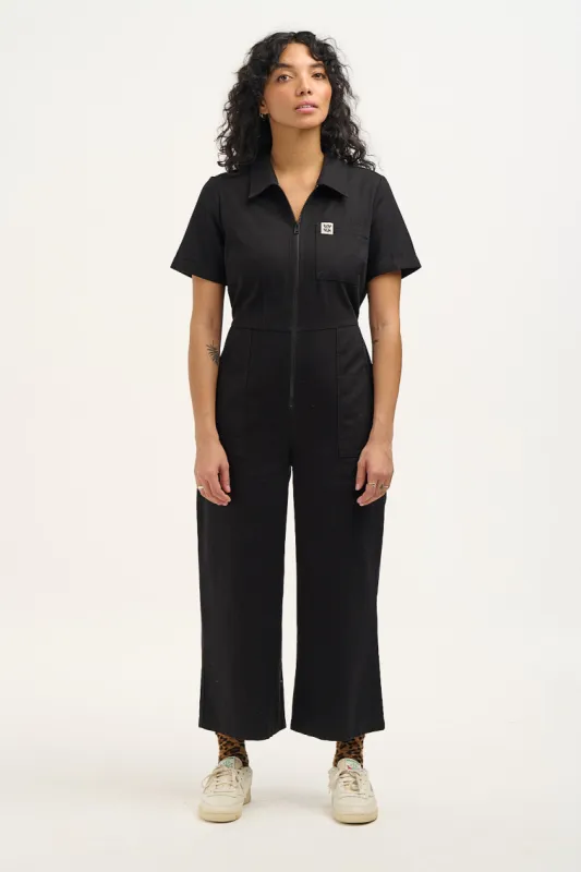 Ragan - Cotton Jumpsuit in Black sold by Lucy & Yak