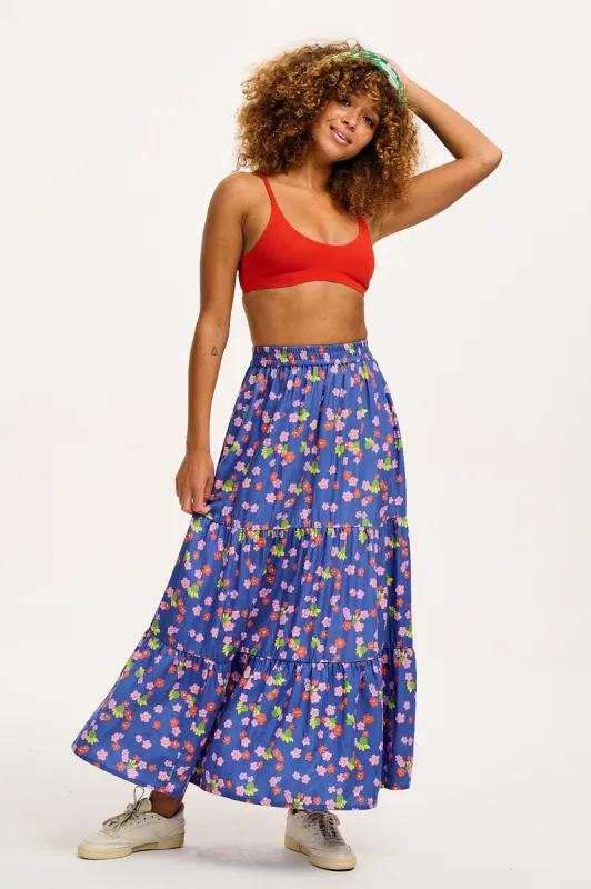 Brie - Elasticated Maxi Tencel Skirt in Clover Print made by Lucy & Yak
