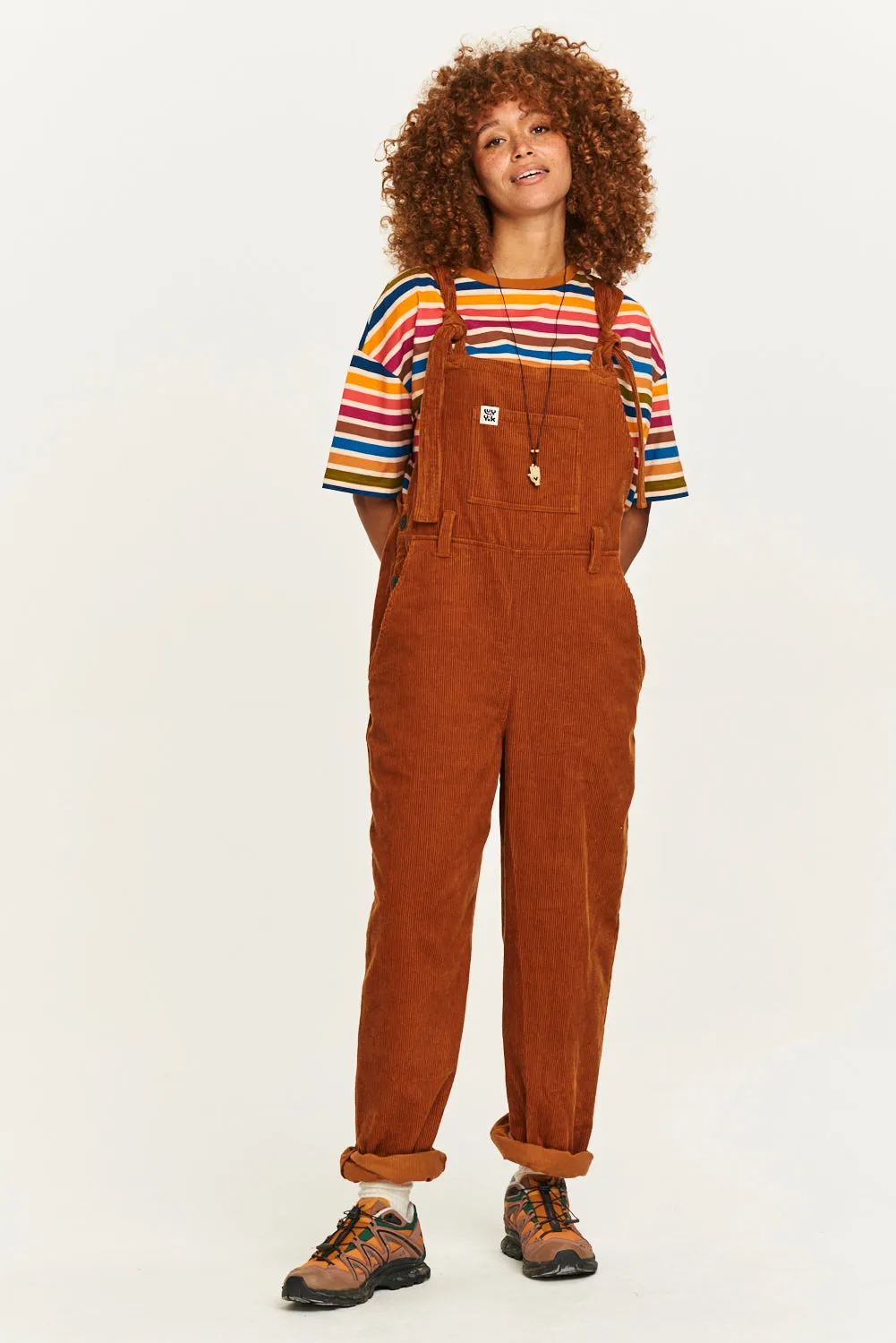 Easton - Corduroy Dungarees in Caramel Brown sold by Lucy & Yak