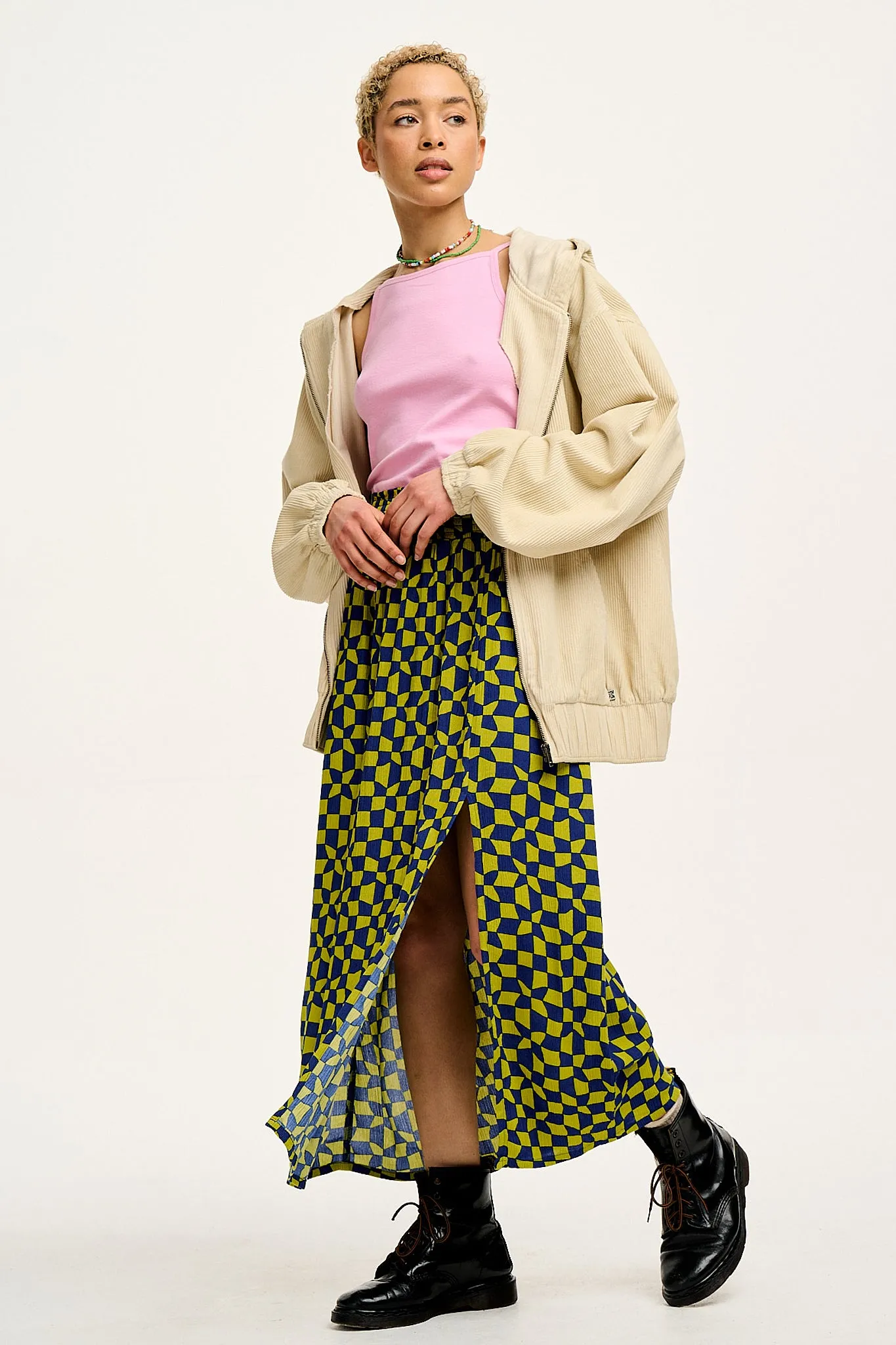 Poppy - Tencel Elasticated Waist Skirt in Skater Check Print sold by Lucy & Yak product image thumbnail 4