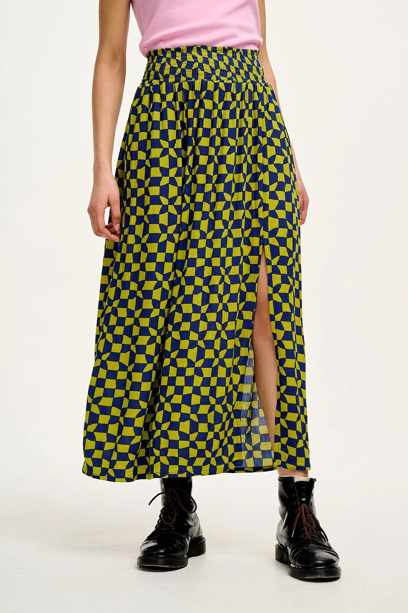 Poppy - Tencel Elasticated Waist Skirt in Skater Check Print sold by Lucy & Yak product image thumbnail 3