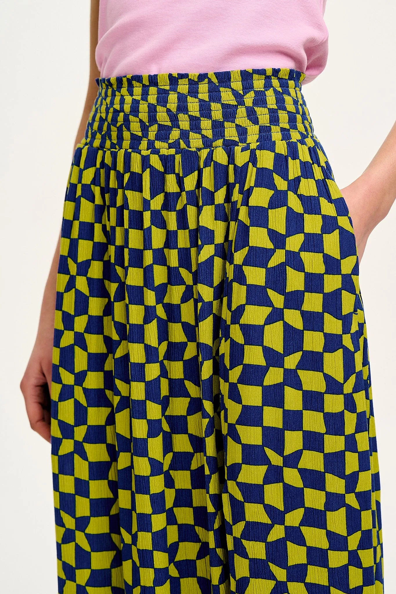 Poppy - Tencel Elasticated Waist Skirt in Skater Check Print sold by Lucy & Yak product image thumbnail 2