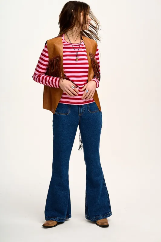 Ziggy - Flare Denim Jeans in Mid Wash Blue sold by Lucy & Yak