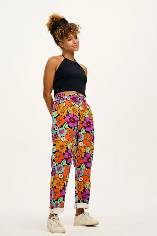 Addison - Tapered Twill Trousers in Jilly Print sold by Lucy & Yak