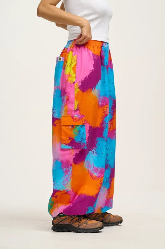 Rumi - Cargo Cotton Trousers in Moka Print sold by Lucy & Yak