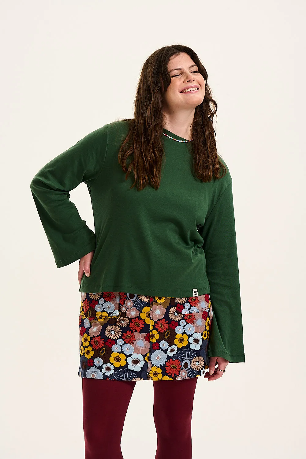 Hermione - Fluted Cotton Top in Posy Green sold by Lucy & Yak product image thumbnail 3