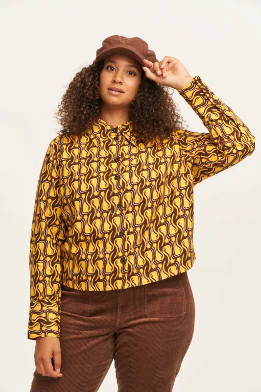 Austen - Brushed Twill Shirt in Feline Fine Print sold by Lucy & Yak